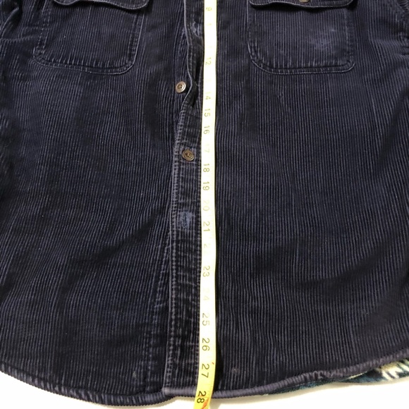 Corduroy Men's  Navy Long Sleeve Flannel Lined Button Shirt Jacket Medium - Picture 12 of 15